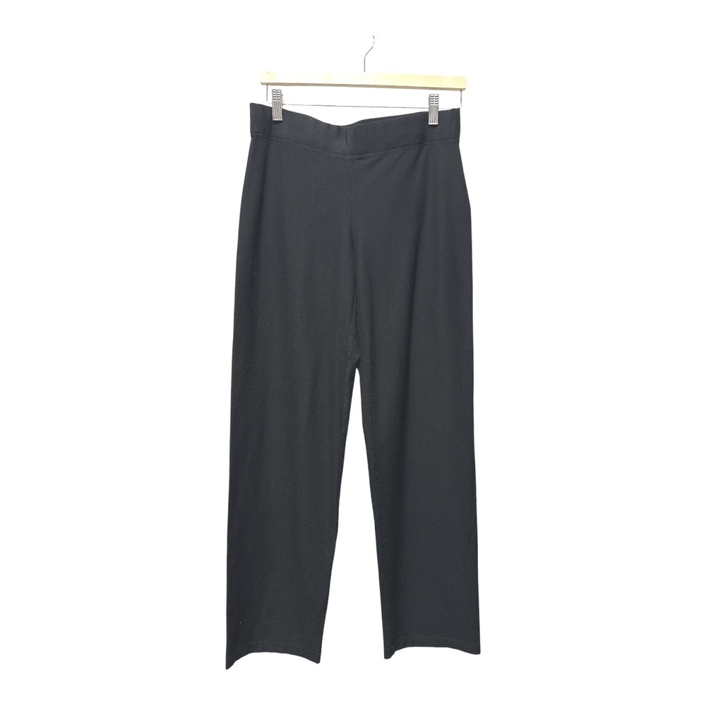 Eileen Fisher Womens Black Stretch Knit Pull On Straight Leg Pants Small